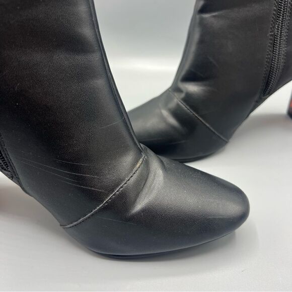 A New Day Clear Leopard Print Heel Black Ankle Boots - Picture 5 of 7